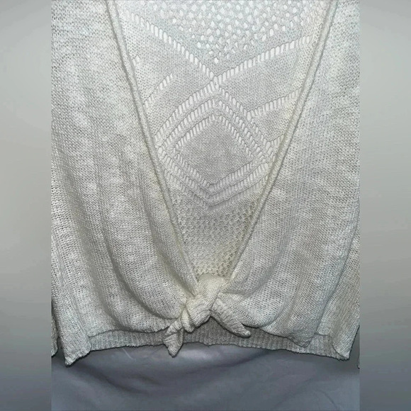 hooked up by iot Women’s Size L white crocheted tie sweater - Picture 5 of 6